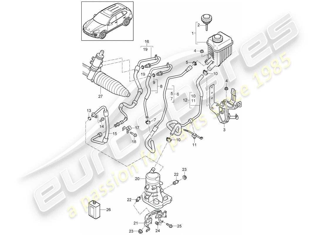 porsche cayenne e2 (2012) power steering parts diagram