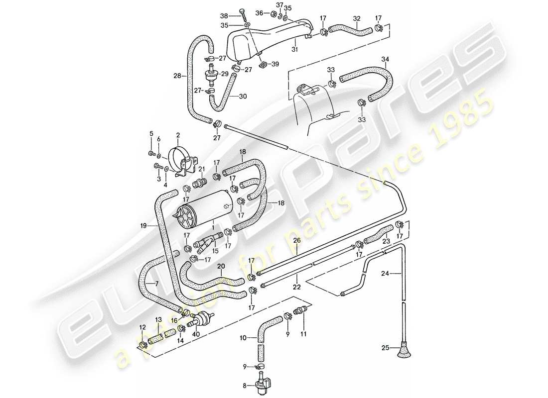 porsche 1991 (928) tank ventilation part diagram