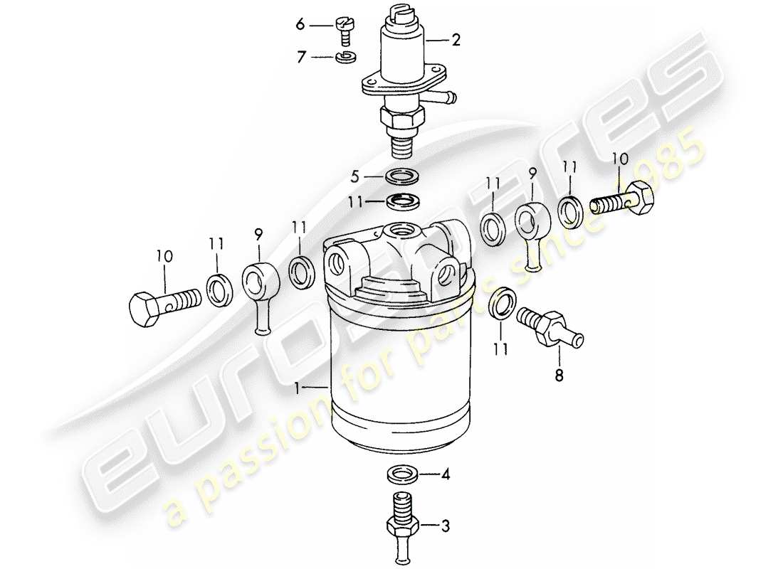 porsche 1965 (911/912) repair material - for - fuel filter - - bosch - - d - mj 1969>> part diagram