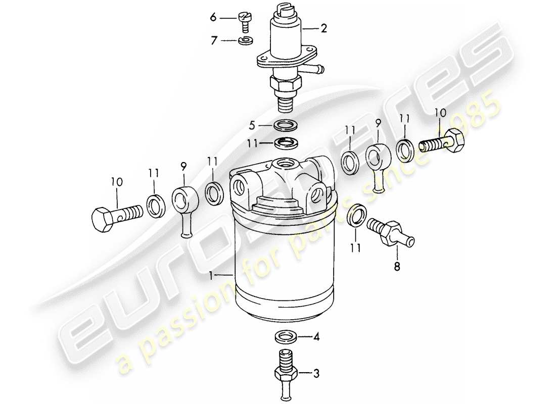porsche 911/912 (1965) repair material - for - fuel filter - - bosch - - d - mj 1969>> parts diagram