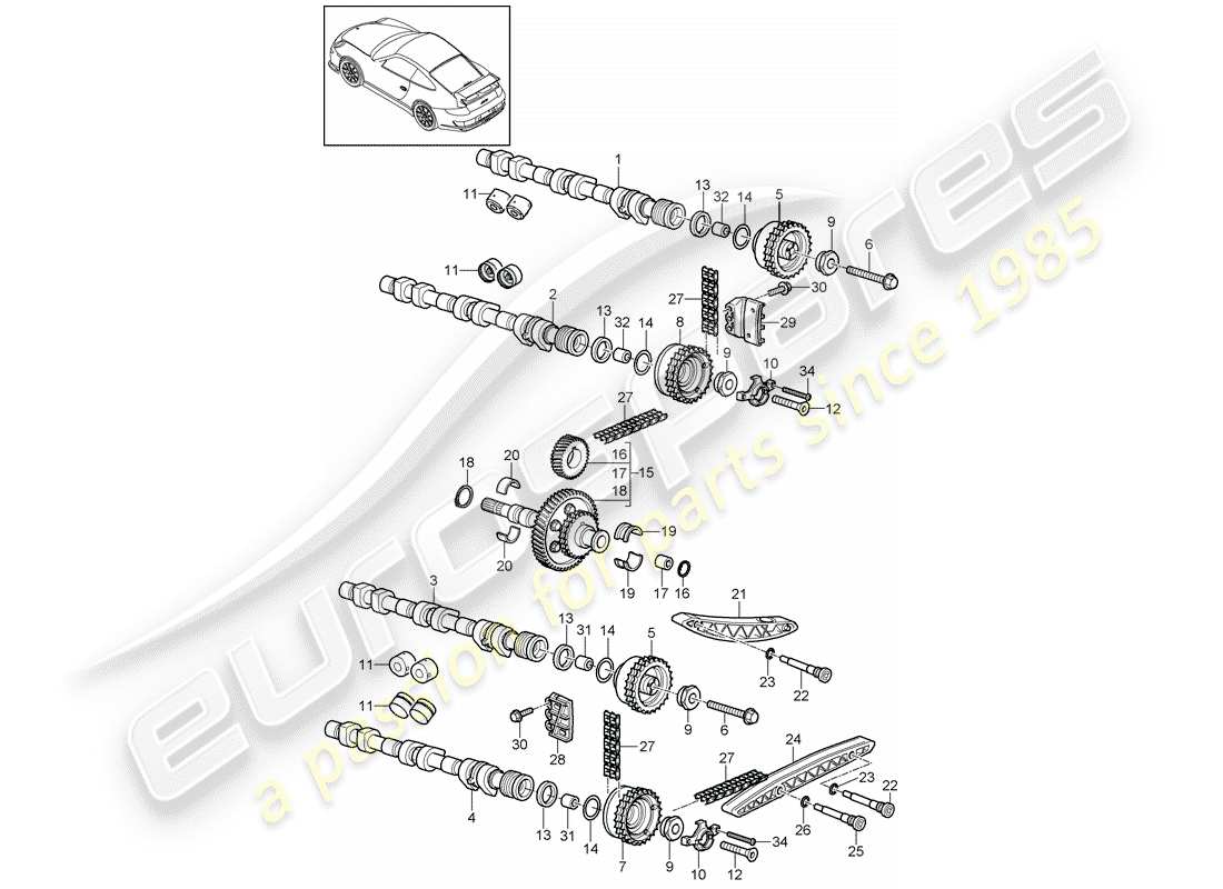 porsche 2011 (997-2 gt3) valve control parts diagram