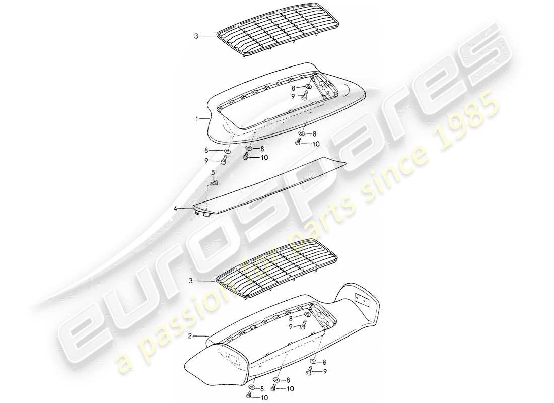 porsche 1996 (993) rear spoiler part diagram