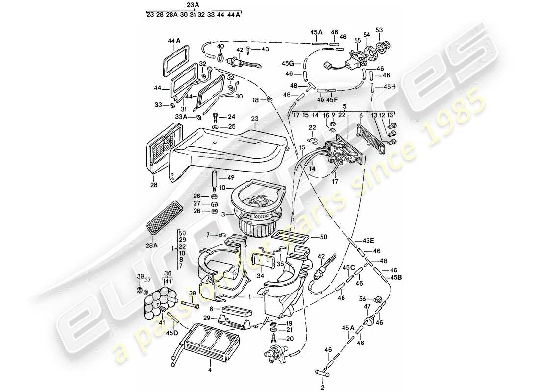 porsche 1977 (924) heater part diagram