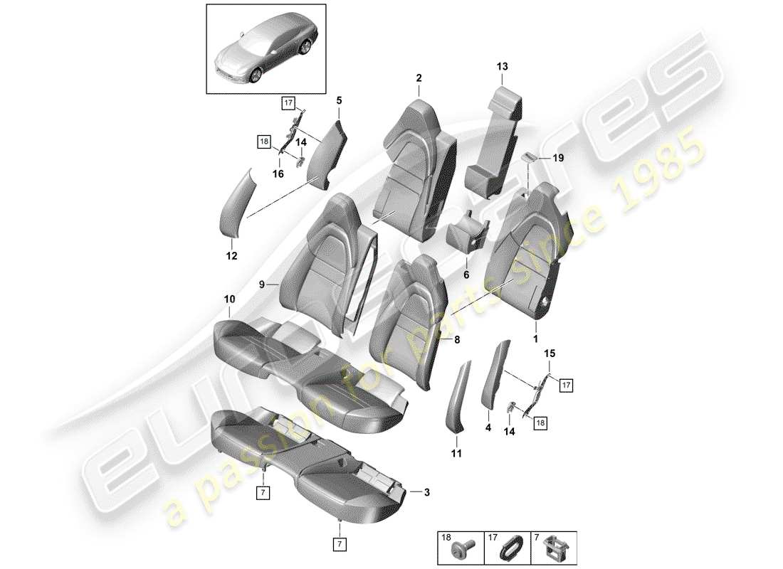 porsche panamera 971 (2020) seat parts diagram
