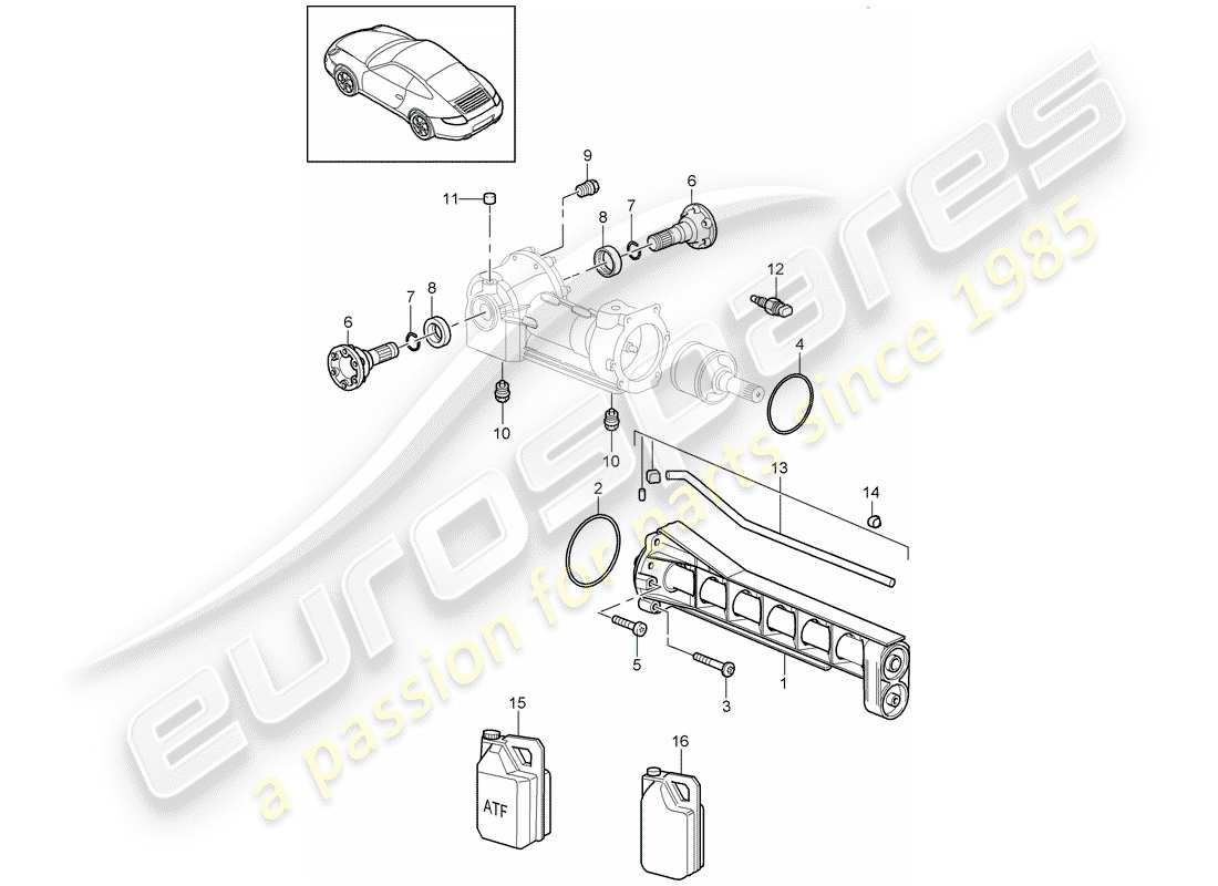 porsche 2009 (997-2) front axle differential parts diagram