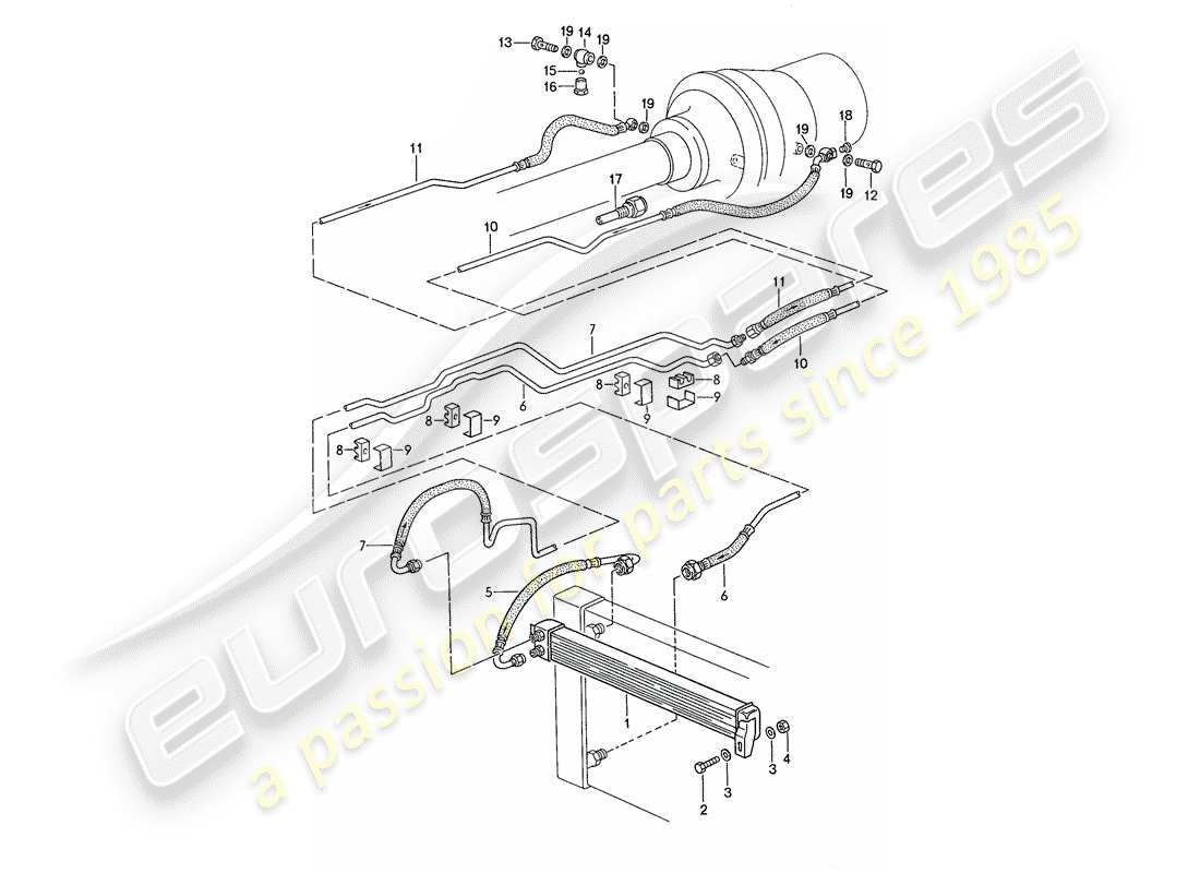 porsche 1991 (928) automatic transmission - atf cooler - atf lines part diagram