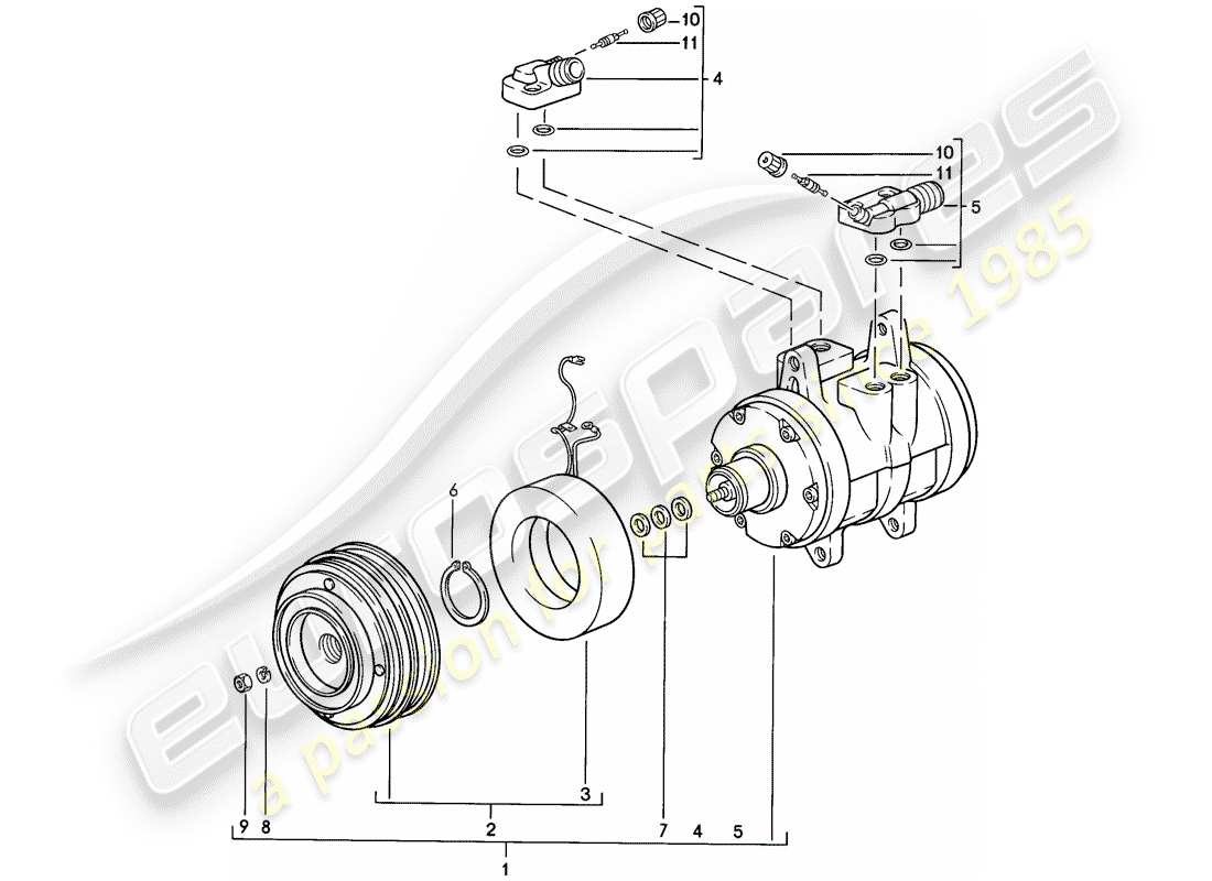 porsche 1982 (944) compressor parts diagram