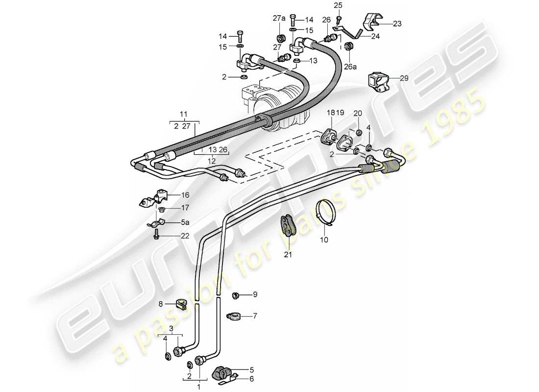 porsche 1995 (993) refrigerant circuit part diagram