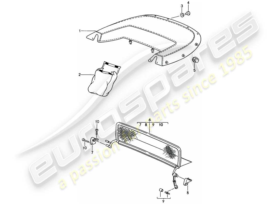 porsche 1997 (993) boot cover - windscreen part diagram