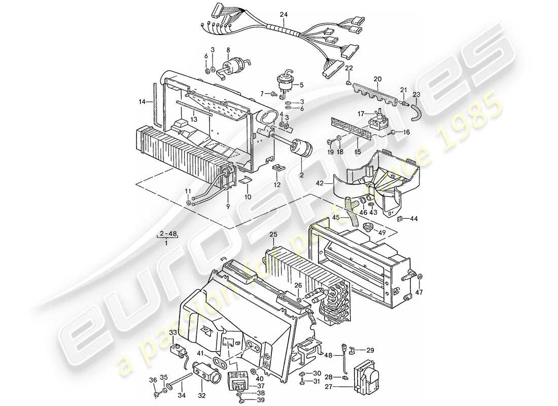 porsche 1989 (928) air conditioner - air conditioner part diagram