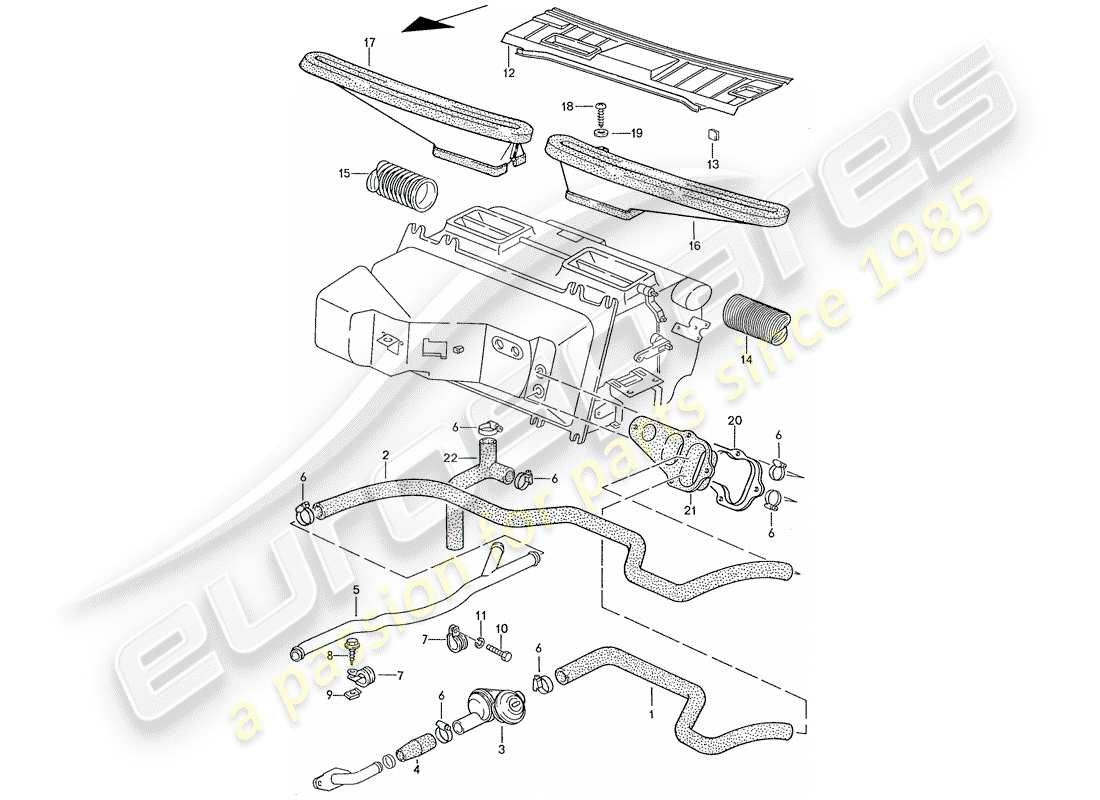 porsche 1991 (928) air conditioner - hoses - heating nozzles part diagram