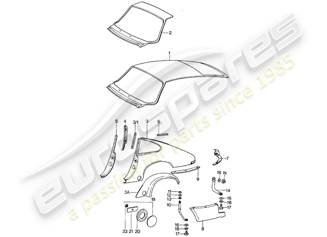 porsche 1976 (911 turbo) exterior panelling part diagram