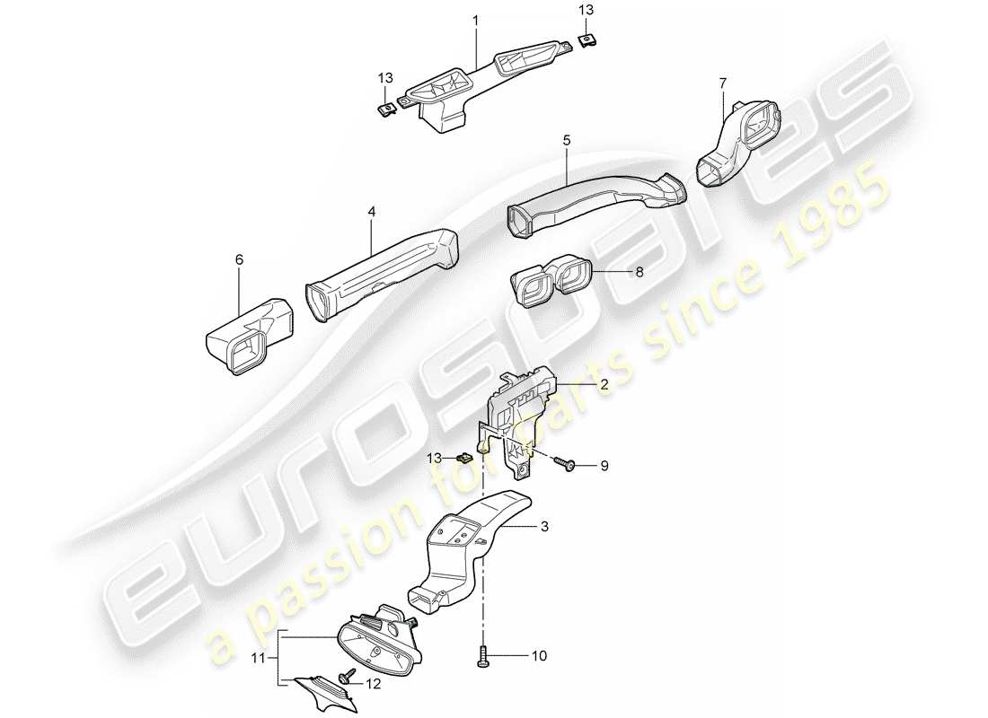 porsche 2007 (997-1 turbo / gt2) air distributor part diagram