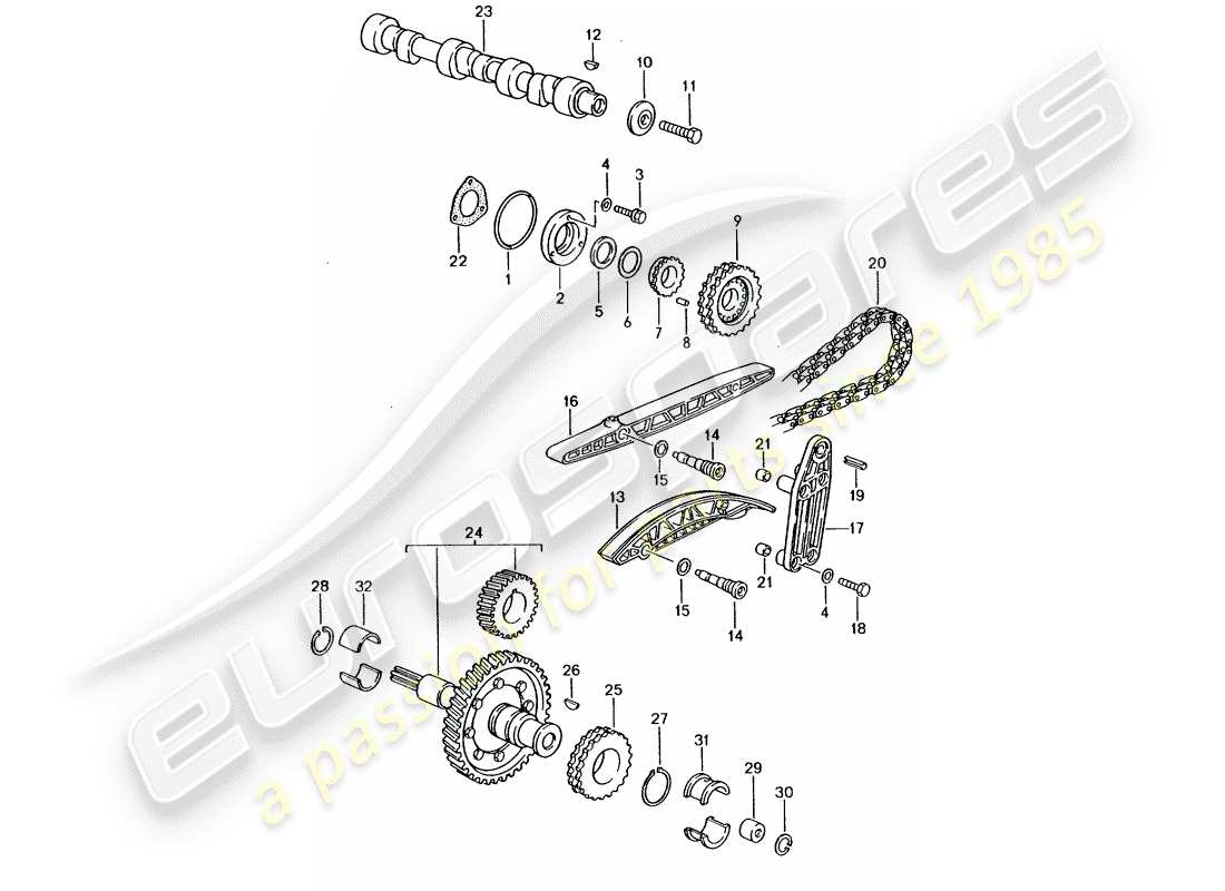 porsche 1992 (964) valve control part diagram