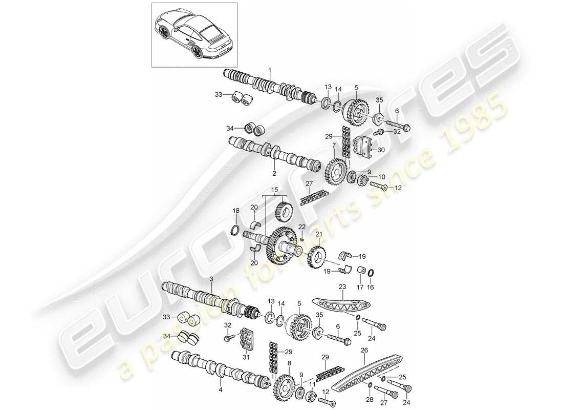 porsche 2007 (997-1 turbo / gt2) valve control parts diagram