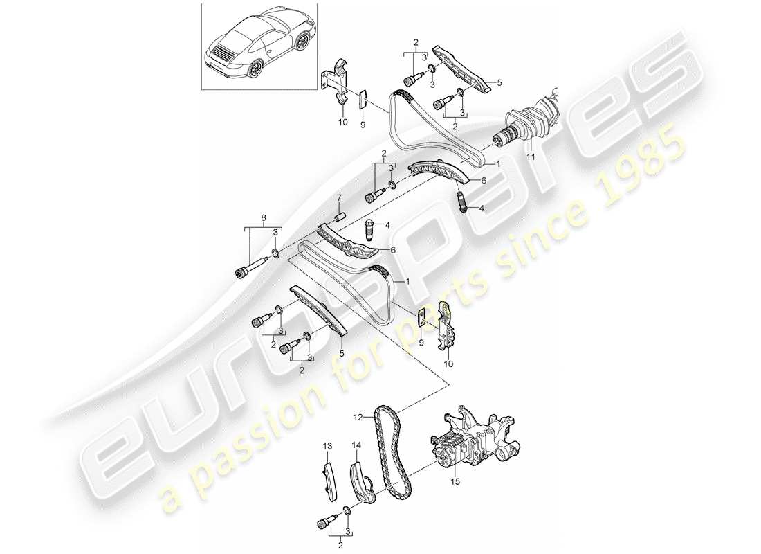 porsche 2009 (997-2) valve control parts diagram