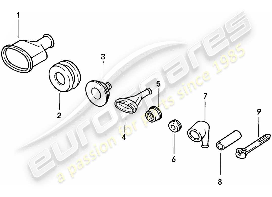 porsche 1988 (924s) grommet - tie wrap part diagram