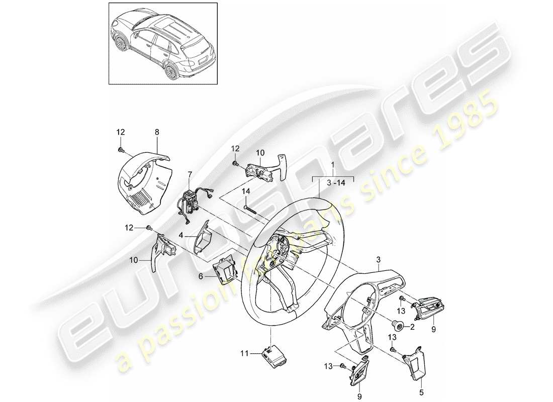 porsche 2018 (cayenne e2 92a) steering wheels parts diagram