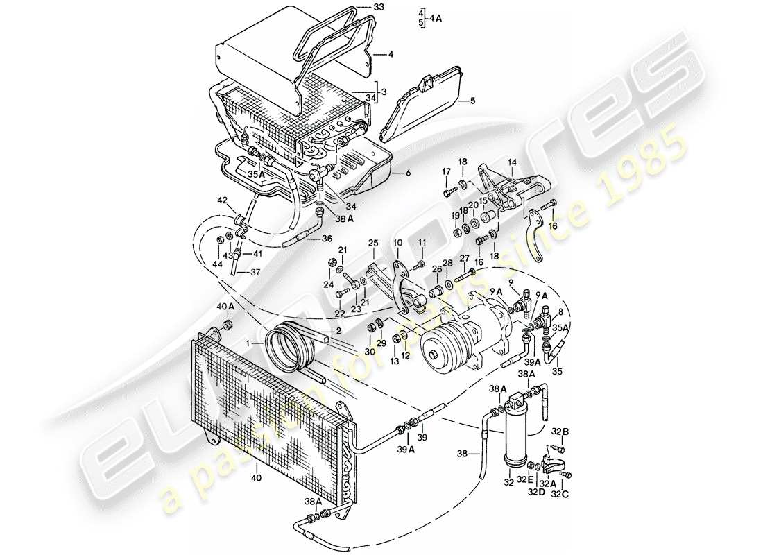 porsche 1977 (924) air conditioner part diagram
