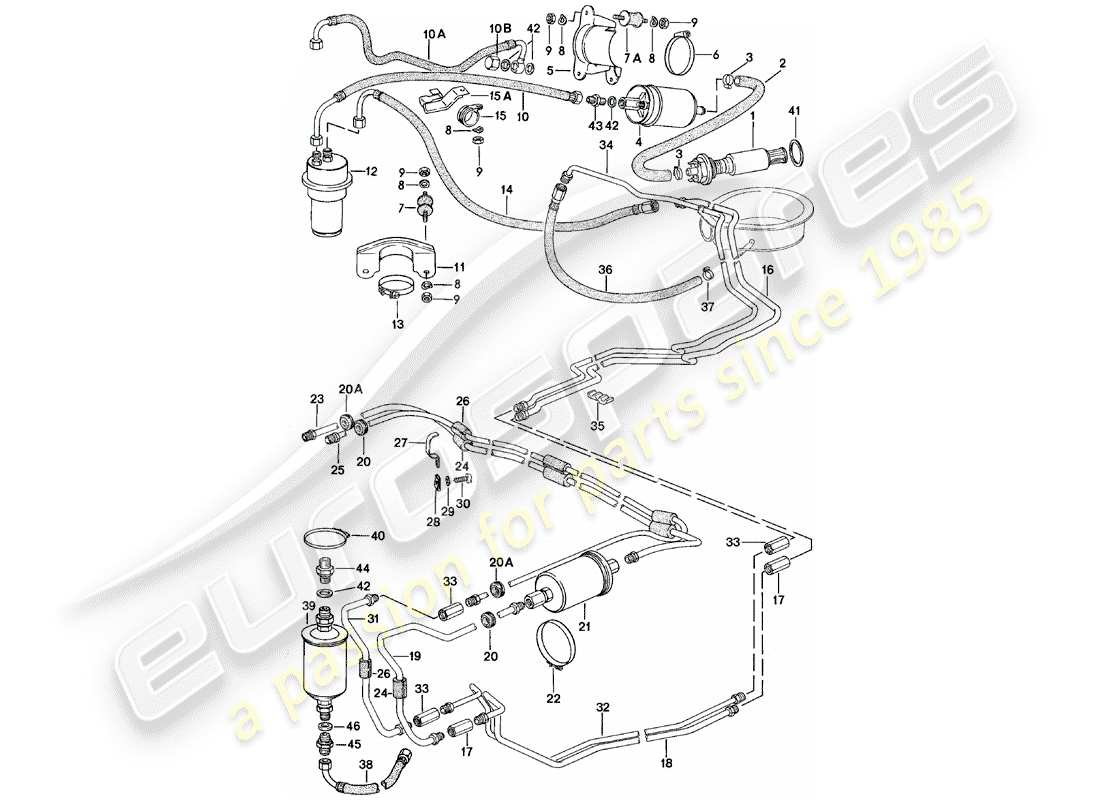 porsche 1982 (924) fuel system part diagram