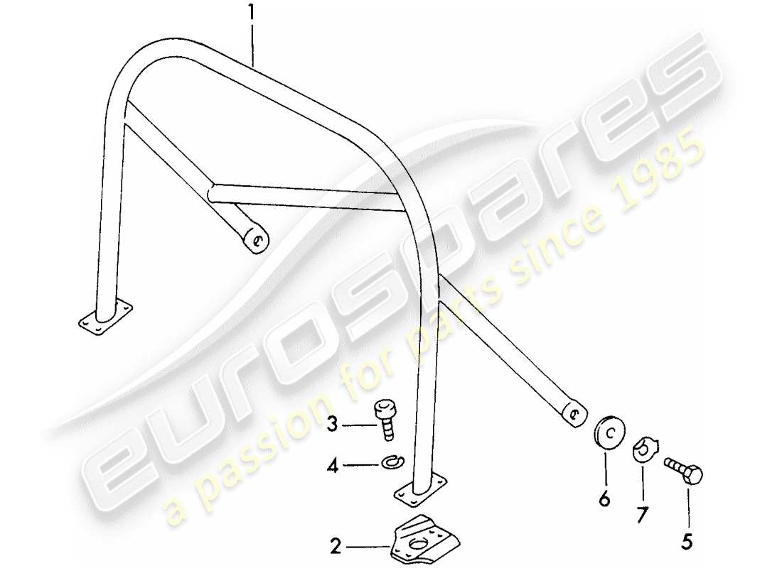 porsche 1971 (911) roll bar part diagram
