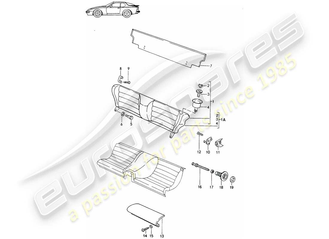 a part diagram from the porsche 1994 (seats for 944/968/911/928) parts catalogue