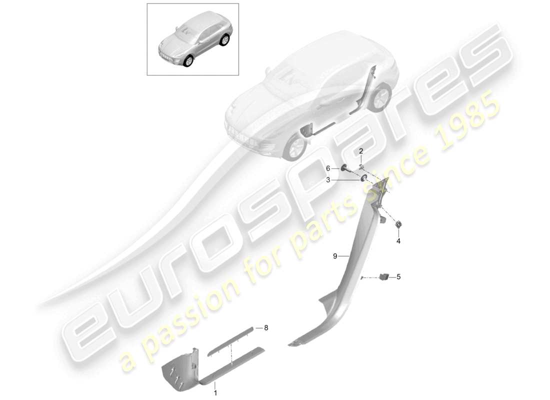 VIEW PARTS DIAGRAMS FROM THE PORSCHE MACAN PARTS CATALOGUE a part diagram from the porsche macan parts catalogue