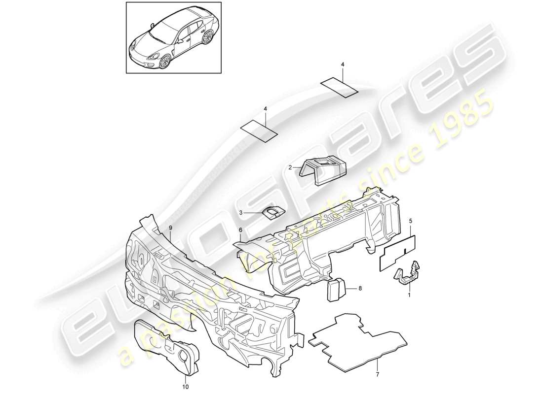 a part diagram from the porsche 2010 (panamera 970) parts catalogue
