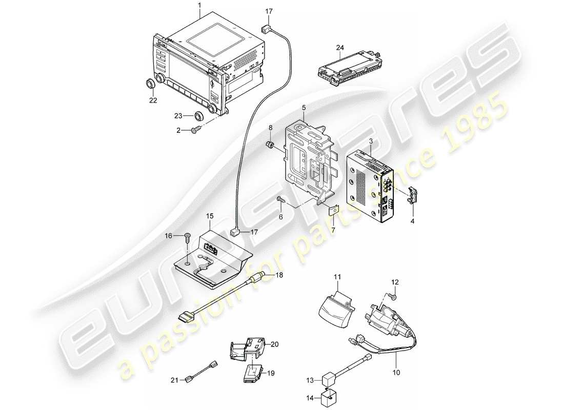 a part diagram from the porsche 2008 (cayenne e1 9pa) parts catalogue