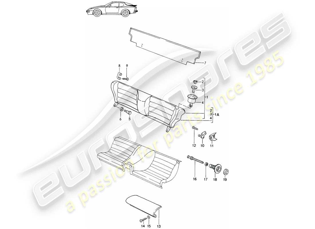 a part diagram from the porsche 1987 (seats for 944/968/911/928) parts catalogue