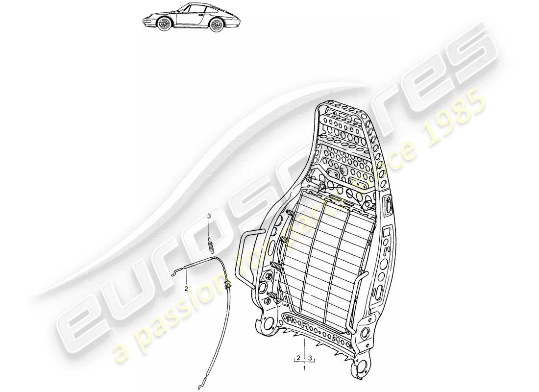 a part diagram from the porsche 1987 (seats for 944/968/911/928) parts catalogue