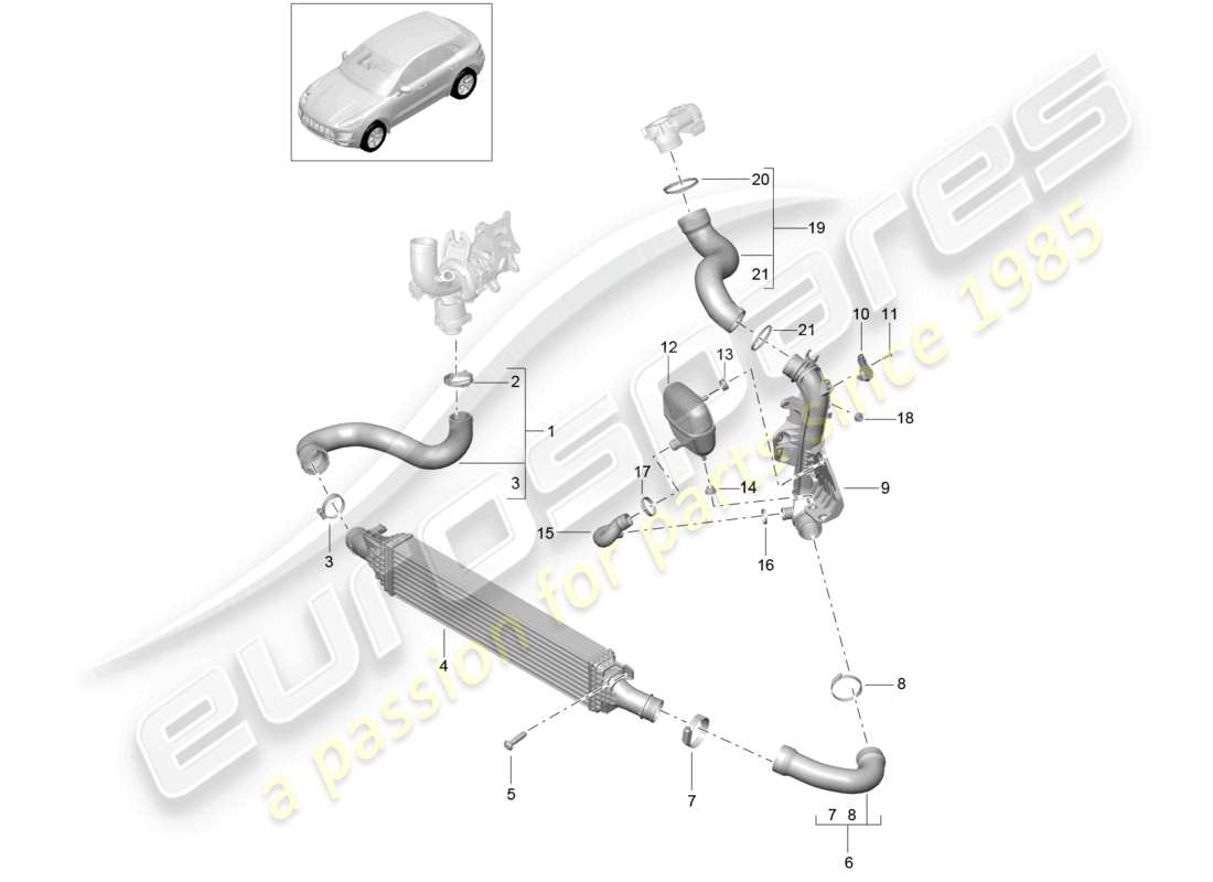 a part diagram from the porsche 2016 (macan) parts catalogue