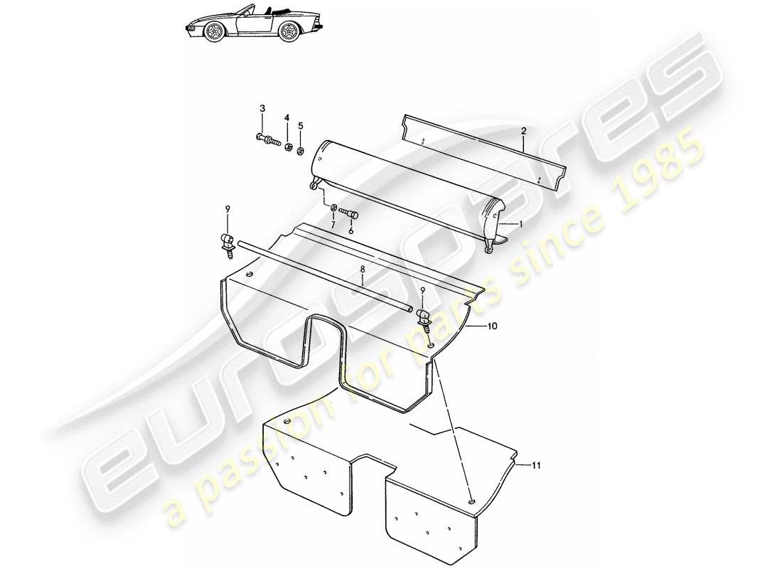 a part diagram from the porsche 1986 (seats for 944/968/911/928) parts catalogue