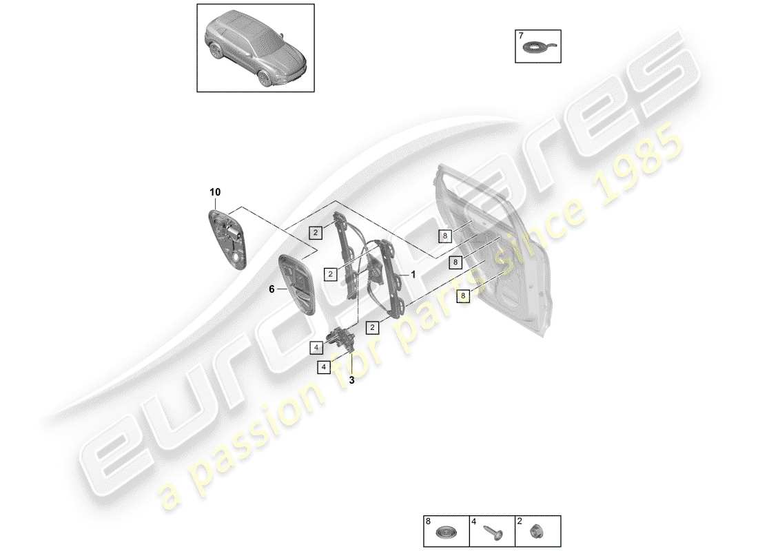 a part diagram from the porsche 2018 (cayenne e3 9ya/9yb) parts catalogue