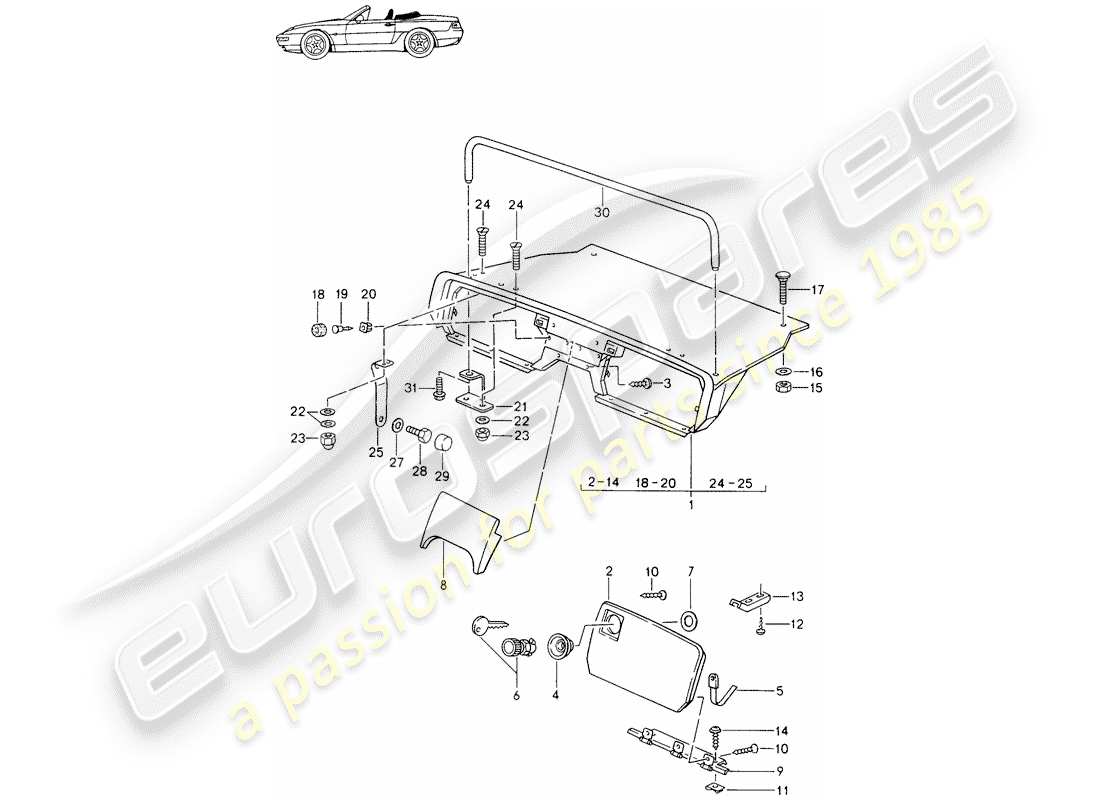 a part diagram from the porsche 1994 (seats for 944/968/911/928) parts catalogue