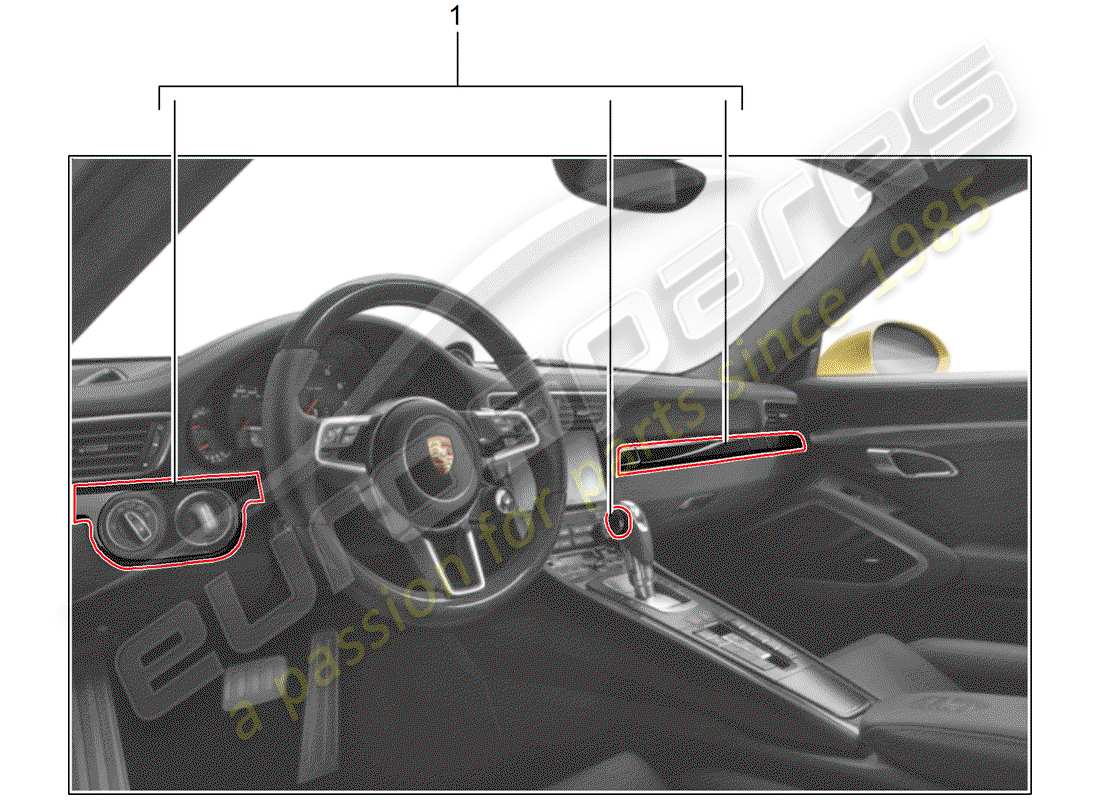 a part diagram from the porsche accessories and tequipment parts catalogue