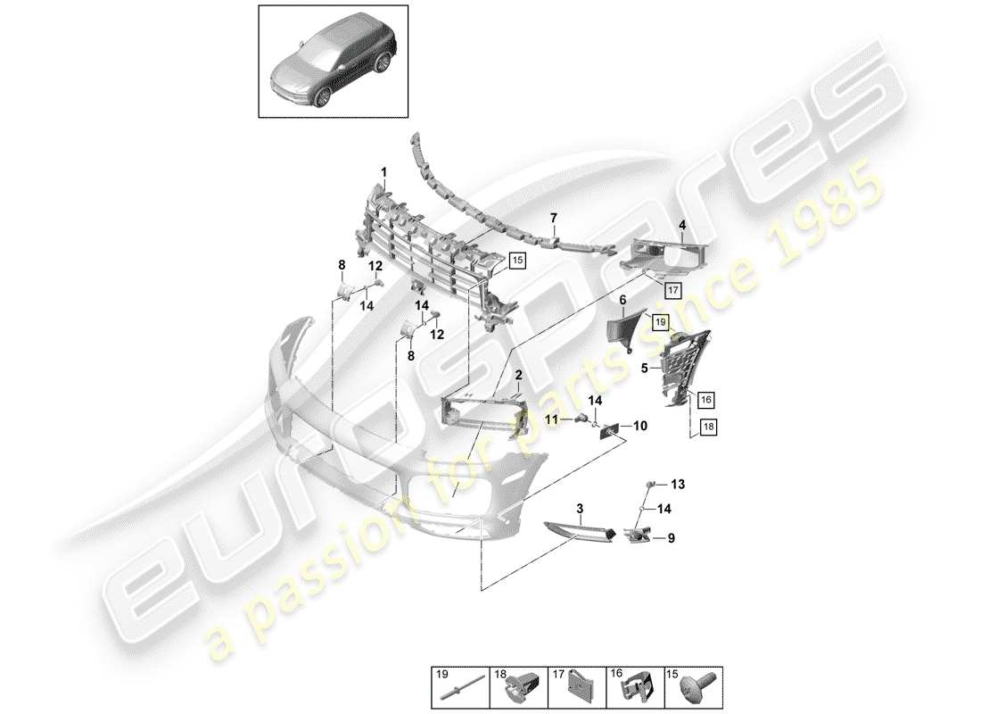 a part diagram from the porsche 2018 (cayenne e3 9ya/9yb) parts catalogue