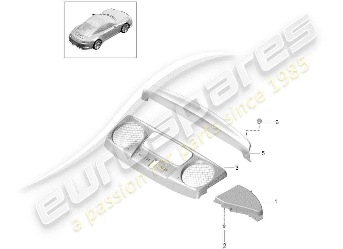 VIEW PARTS DIAGRAMS FROM THE PORSCHE 991 PARTS CATALOGUE a part diagram from the porsche 991 parts catalogue