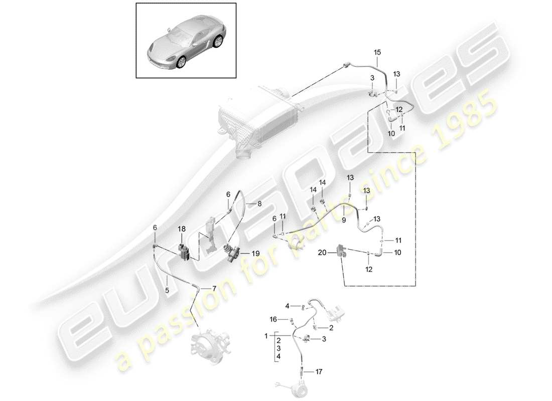 a part diagram from the porsche cayman parts catalogue