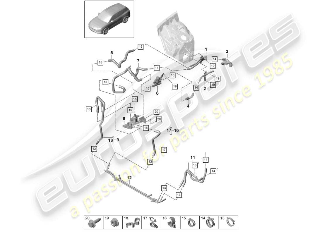 a part diagram from the porsche cayenne parts catalogue