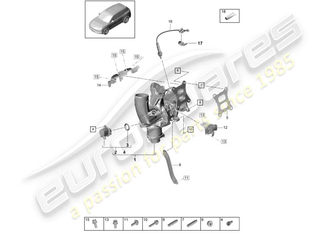 VIEW PARTS DIAGRAMS FROM THE PORSCHE CAYENNE PARTS CATALOGUE a part diagram from the porsche cayenne parts catalogue