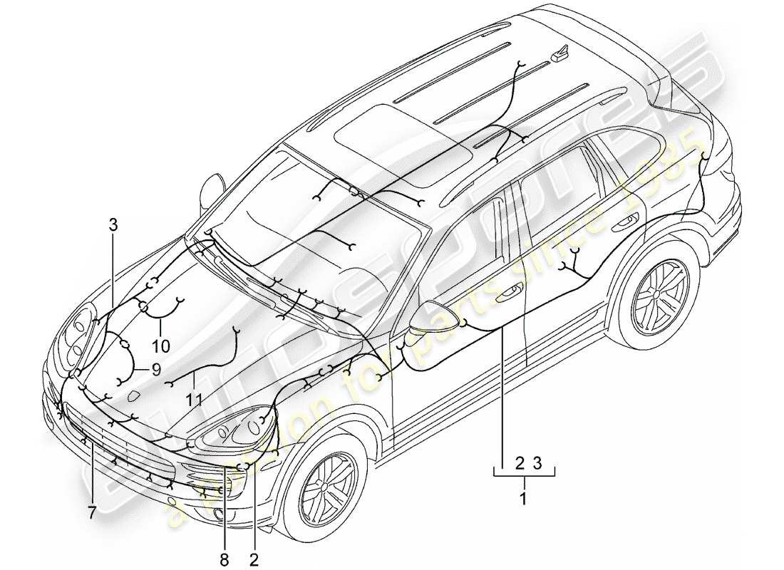 VIEW PARTS DIAGRAMS FROM THE PORSCHE CAYENNE PARTS CATALOGUE a part diagram from the porsche cayenne parts catalogue