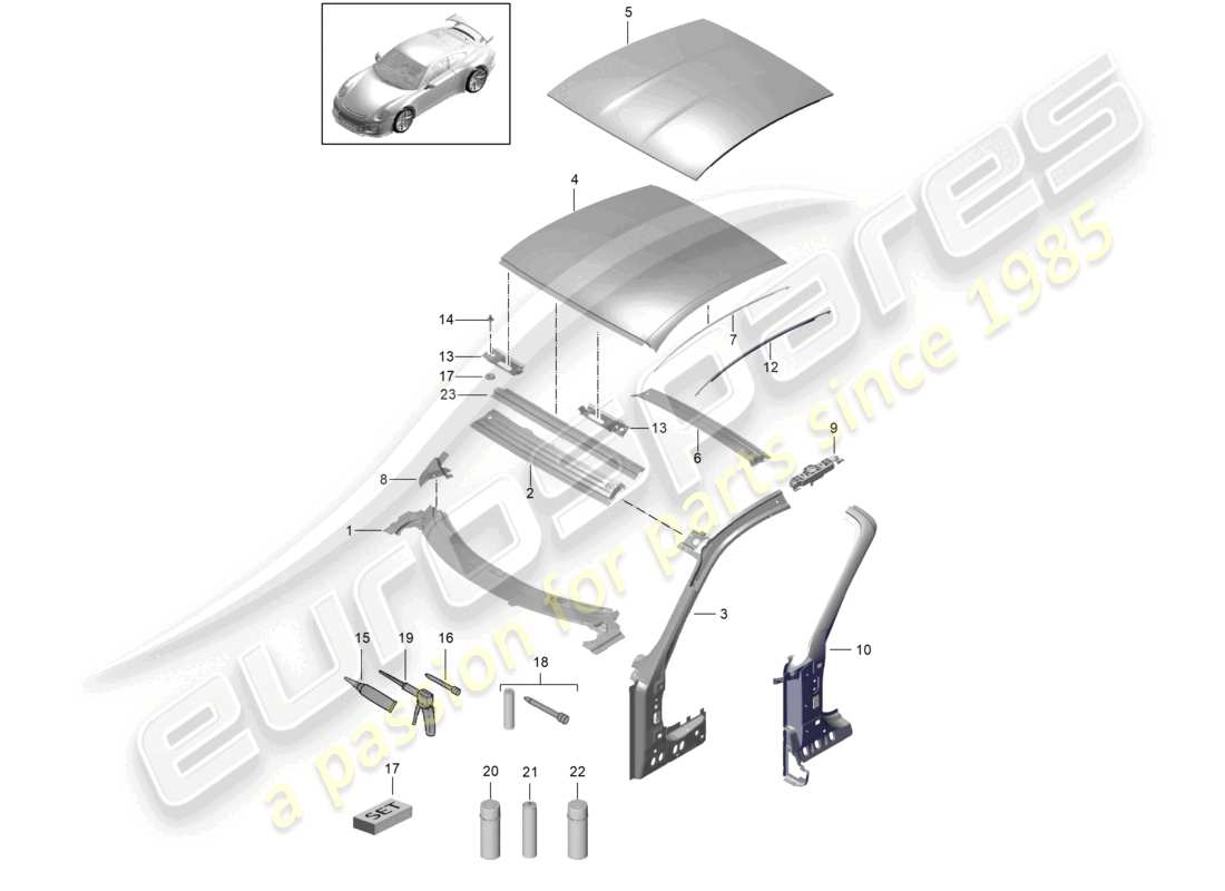 a part diagram from the porsche 2014 (991-1 r/gt3/rs) parts catalogue