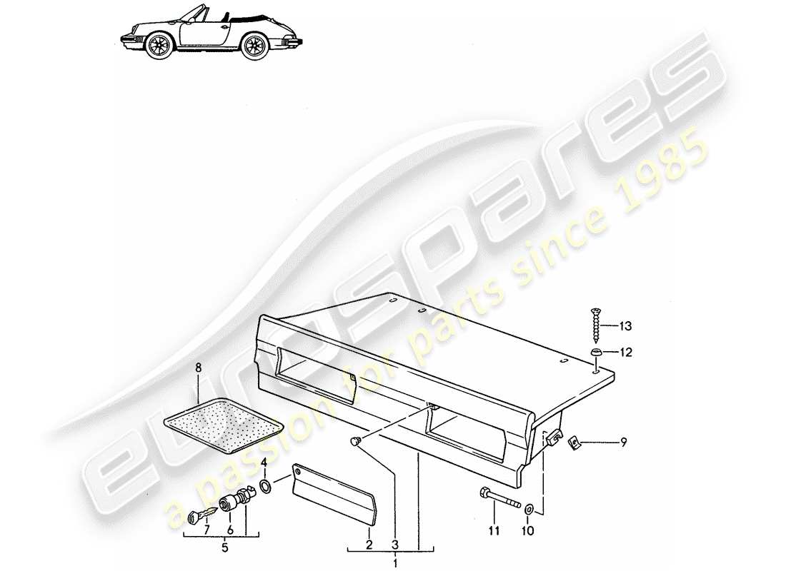 a part diagram from the porsche 1988 (seats for 944/968/911/928) parts catalogue