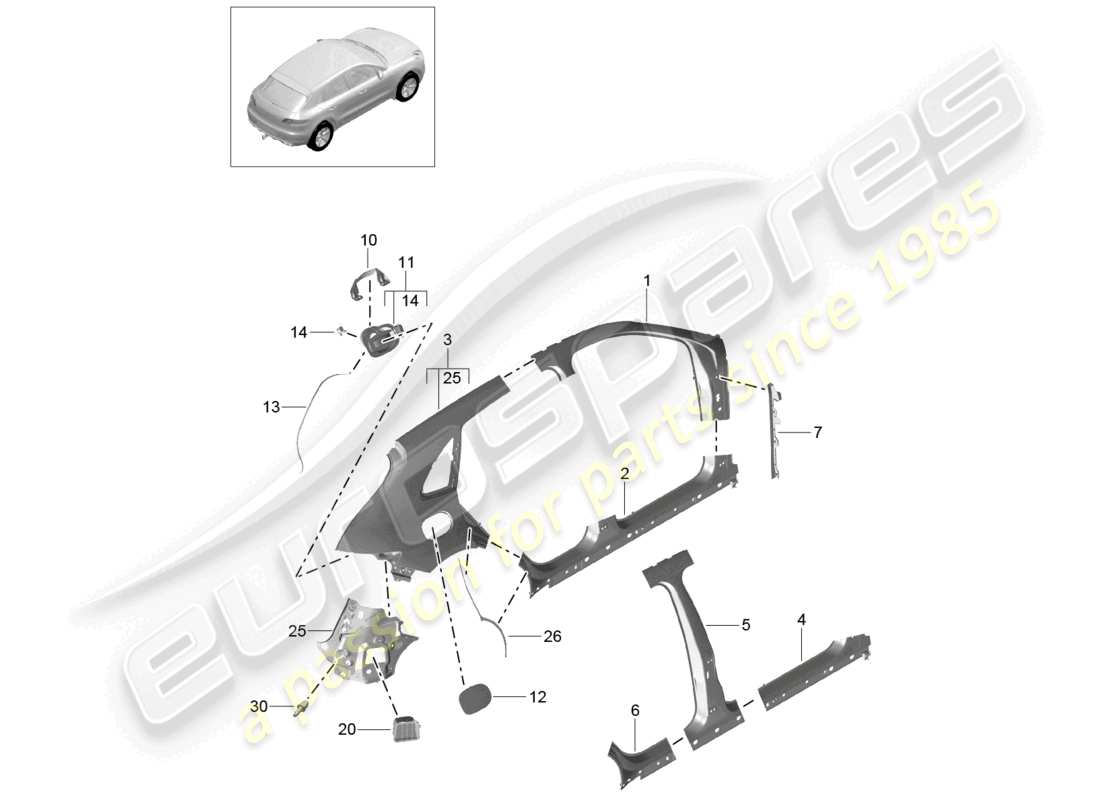 a part diagram from the porsche 2014 (macan) parts catalogue