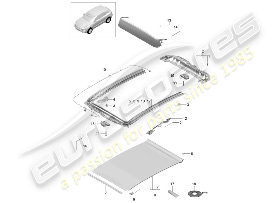 VIEW PARTS DIAGRAMS FROM THE PORSCHE MACAN PARTS CATALOGUE a part diagram from the porsche macan parts catalogue