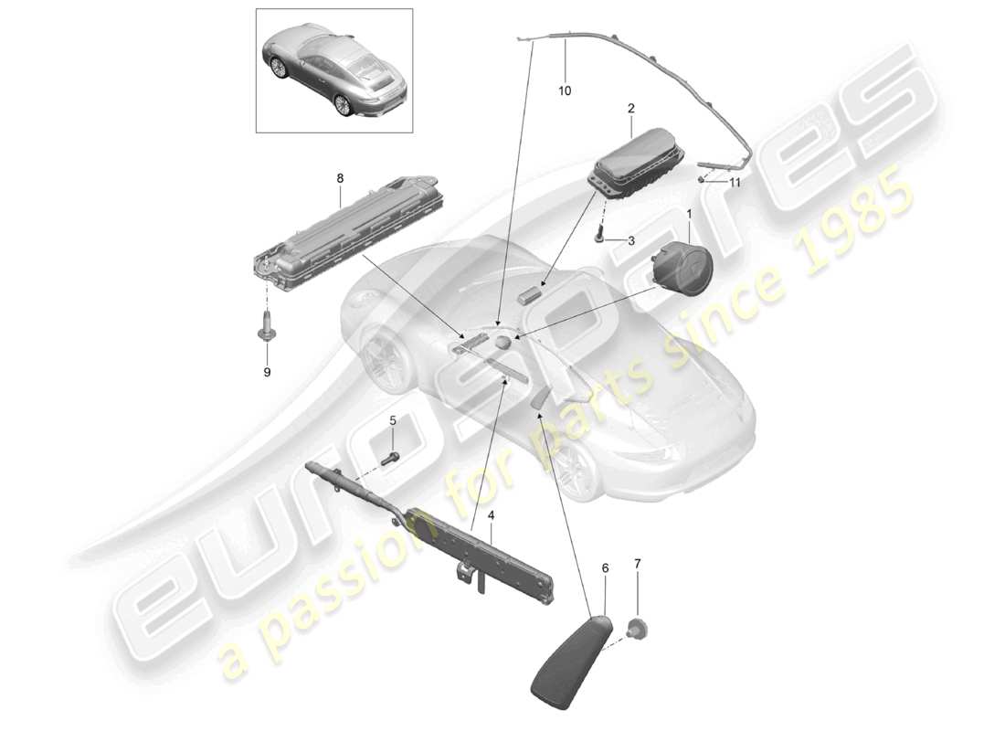 VIEW PARTS DIAGRAMS FROM THE PORSCHE 991 PARTS CATALOGUE a part diagram from the porsche 991 parts catalogue