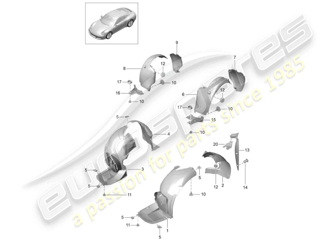VIEW PARTS DIAGRAMS FROM THE PORSCHE 991 PARTS CATALOGUE a part diagram from the porsche 991 parts catalogue