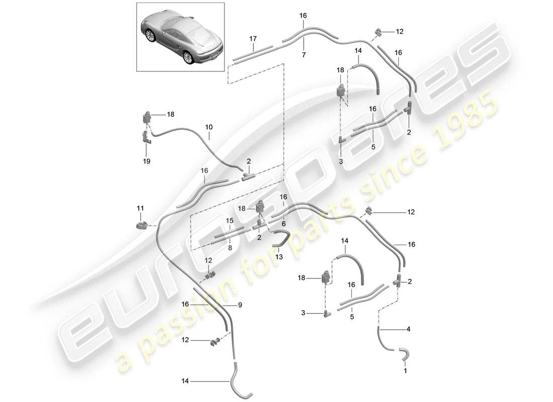 VIEW PARTS DIAGRAMS FROM THE PORSCHE CAYMAN PARTS CATALOGUE a part diagram from the porsche cayman parts catalogue