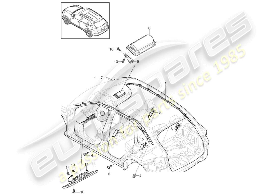 VIEW PARTS DIAGRAMS FROM THE PORSCHE CAYENNE PARTS CATALOGUE a part diagram from the porsche cayenne parts catalogue